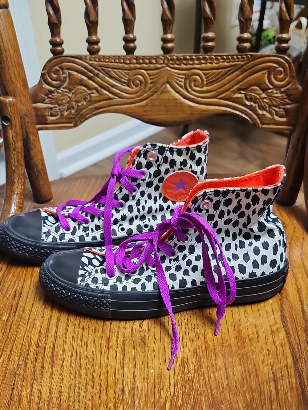 Converse Kids High-Top Sneakers in Black, White, Purple & Orange